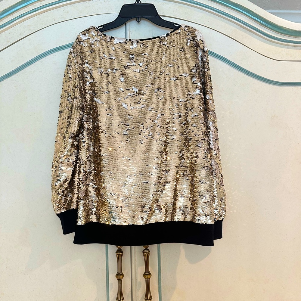 Lafayette 148 New York Gold Sequin Sweater